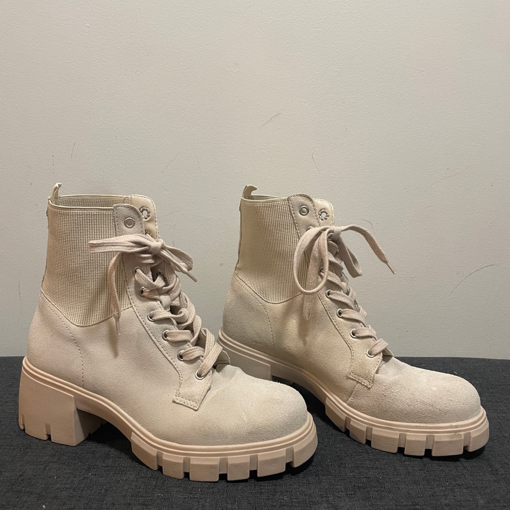 Steve Madden Cream Combat Boots